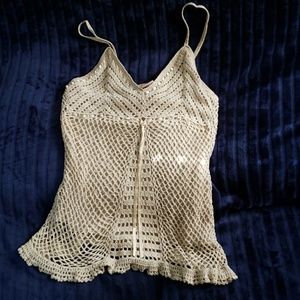 Cream crochet tank
